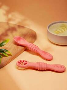 KUNT 1 Set Baby Silicone Sticky Spoon, Infant Feeding Spoon, Soft Silicone Training Spoon For Puree, Rice Cereal, Baby Food