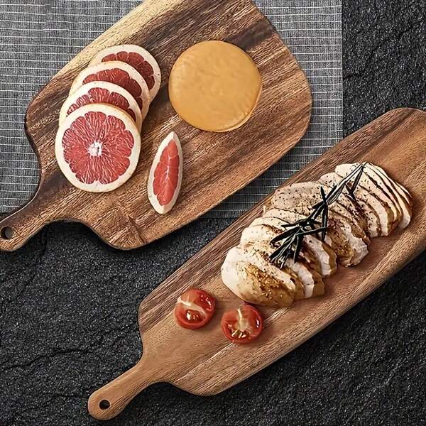 2pcs Premium Grade Rosewood Cutting Board - Ideal For Cooked Food, Cheese, Bread And Meat. Durable, Reversible, Anti-Slip. Essential Kitchen Accessory