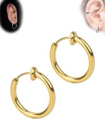 1 Pair Classic Stainless Steel Spring Ear Clips, No Piercing Fake Earrings, Cartilage Clips, Made Of 316L Stainless Steel Material Less Likely To Cause Allergy, For Women, Can Be DIY Configured With Earring Pendants