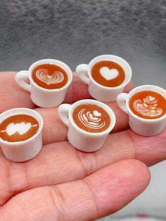 10pcs Mini Miniature Coffee Cups Resin Charms Funny Cute Drink Crafts Pendant For Earring Keychain Jewelry Make