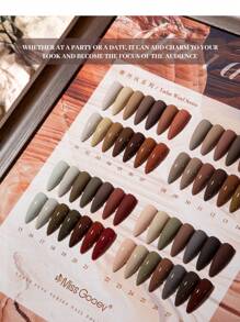 Miss Gooey雅丹风指甲油系列秋冬新款焦糖樱桃白凝胶指甲油咖啡棕浅色指甲油可剥离UV LED指甲油适用于美甲店和家庭DIY - 彩色 - 查看 2