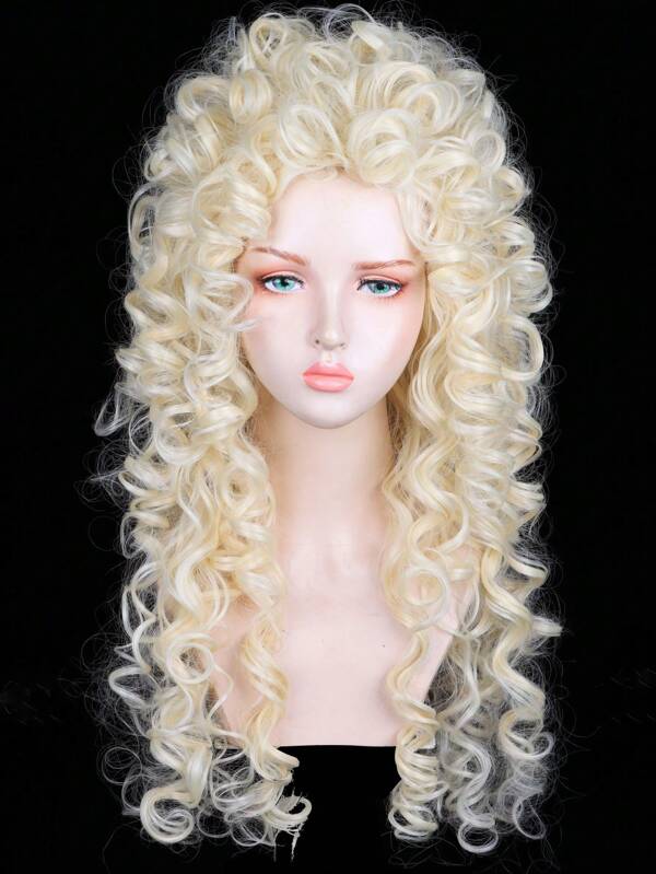 Perruque synthétique de 26 pouces de long pour femmes, cheveux blonds bouclés, résistante à la chaleur, inspirée des poupées, pour Halloween, usage quotidien et fêtes