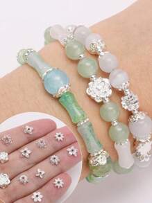 50 件合金仿古银色花形隔珠端盖 - 复古金属配件,适合珠宝 DIY 项链和手链制作 - 非常适合手工配饰 - 銀色 - 查看 5