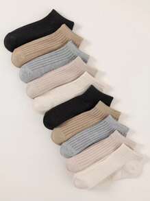 10 Pairs Women Striped Casual Short Socks, Versatile Daily Wear - Multicolor - View 2