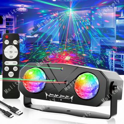 Mslitely Disco Ball Party Lights,Sound Activated Disco Light With Star Light Projector,Ocean Light And Laser Light For Party DJ KTV Rave Club Wedding Home Decor Ceiling Festival