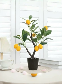 1 件栩栩如生的仿柠檬和李子树盆景 - 非常适合家庭、办公室和花园装饰 | 包括花盆 | 非常适合乔迁、新年、派对和更多礼物生日毕业、假植物厨房装饰