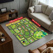 1 件装好玩的地毯游戏垫，汽车地毯设计，适用于玩具车和火车，防滑背衬，趣味毛毯，儿童游戏室或卧室的理想礼物，派对、聚会、节日游戏地毯 - 彩色 - 查看 18