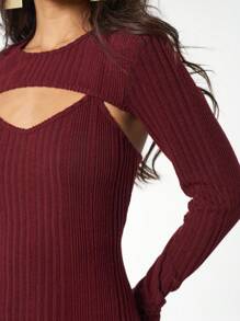 Women's Two-Piece Spaghetti Strap Elegant Dress - Red - View 4