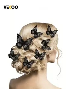 7 件女孩节日蝴蝶发夹 - 万圣节蕾丝蝴蝶结装饰 - 女士和女孩时尚角色扮演配饰 - 完美的礼物创意，精致且用途广泛