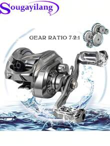 SOUGAYILANG Baitcasting Fishing Reel, 7.2:1 High Speed Gear Ratio,Super Smooth Composite Nylon Handle Low Profile Baitcaster Reel For Freshwater,Saltwater