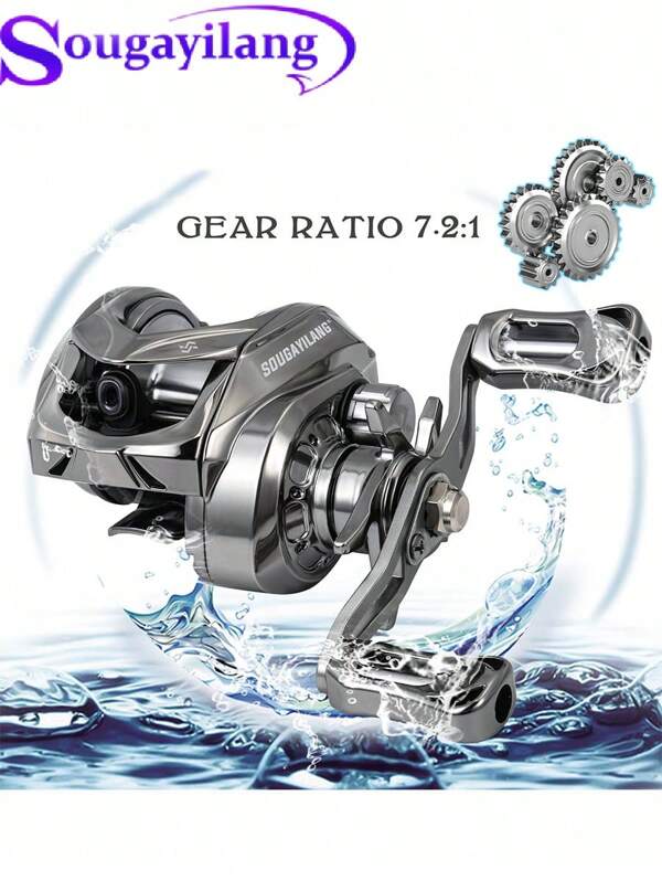 SOUGAYILANG Baitcasting Fishing Reel, 7.2:1 High Speed Gear Ratio,Super Smooth Composite Nylon Handle Low Profile Baitcaster Reel For Freshwater,Saltwater