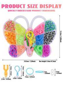 Kit de bandas de lona con cajas con diseño de mariposa/oso/conejo - Bandas de goma premium para manualidades creativas de DIY, joyería y accesorios de moda - Regalo de cumpleaños ideal para niños y niñas, que fomenta la imaginación y la creatividad