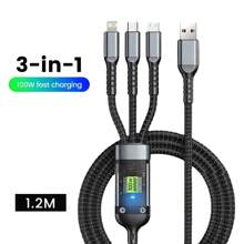 9 pièces Ensemble de chargeurs de voiture avec câble de charge rapide 3 en 1 (USB vers Type-C + Lightning + Micro USB), compatible avec les appareils Apple