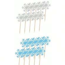 10pcs Snowflake Cake Toppers, Cake Decorations Accessories For Birthday Cake, Christmas, New Year Celebrations - Silver Star Snowflake Cake Picks