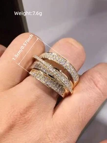 1枚优雅立方氧化锆戒指，女士婚礼订婚派对珠宝，情人节礼物 - 2# - 查看 4