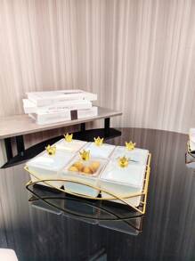 1 Set Iron Gray With Pure White Lid Dishes, Casual Household Items - Bridge Type Pure White Dish Crown Top - View 8