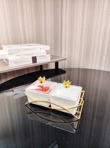 1 Set Iron Gray With Pure White Lid Dishes, Casual Household Items - Bridge Type Pure White Dish Crown Top - View 11