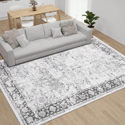 Vintage Washable Area Rug Distressed Short Pile Carpet Anti-Shedding Carpet Soft Lightweight Carpet For Living Room Bedroom