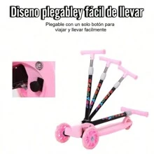 LED Light Up Foldable Toy Scooter Adjustable Height Balance & Coordination Training With Multi-Color Lights For Girls & Boys - Pink - View 5
