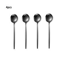 1/4/8/12pcs Black Stainless Steel Small Spoon, Coffee Spoon, Stirring Spoon - Black - View 5