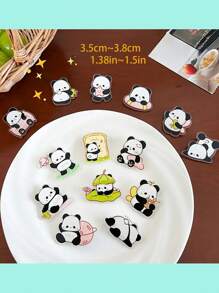1pc/14pcs Cute Panda Cartoon Brooch - Acrylic Fashion Badge, Perfect Casual Decoration For Women Dress Accessories Pin For Clothes Bag Charm Backpack For School