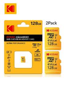 2 thẻ nhớ KODAK 32GB 64GB 128G 256G Ultra MicroSDXC UHS-I, TỐC ĐỘ LÊN ĐẾN 100MB/GIÂY, C10, Full 4K HD, A1 - Màu vàng - Xem 3