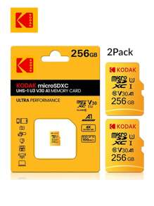 2 thẻ nhớ KODAK 32GB 64GB 128G 256G Ultra MicroSDXC UHS-I, TỐC ĐỘ LÊN ĐẾN 100MB/GIÂY, C10, Full 4K HD, A1 - Màu vàng - Xem 4