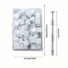 100 piezas Esponjas de uñas con agarrador de metal, esponjas de uñas reemplazables en miniatura para degradado de uñas, herramientas de arte de uñas, accesorios de uñas - Blanco - Ver 5