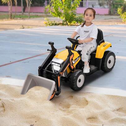 Lifezeal Kids Ride On Excavator Digger 12V Electric Tractor RC W/ Digging Bucket Yellow\Pink