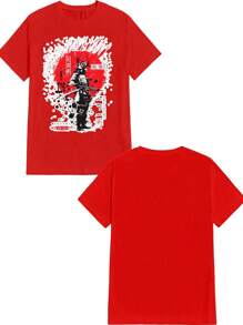 Unisex Anime T-Shirt 100% Cotton NEW! - 紅色 - 查看 2