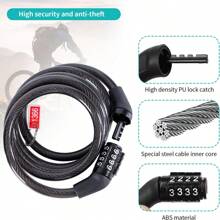 1 Stück Diebstahlsicherung Motorrad Batterie Fahrrad Fahrradschloss Zahlenkombinationsschloss Vier-Ziffern Fahrrad Mountainbike Passwort Stahlkabel Schloss Diebstahlsicherung Zahlenkombinationsschloss 4-Ziffern