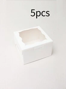 5pcs/10pcs Valentine's Day Macaroon Bakery Box, Dessert Box With Window, Cookie Box, Small Snack Box, Mini Cake Box, Suitable For Sweets, Strawberry, Pastry, Candy Packaging