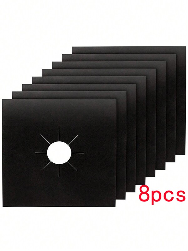 8pcs/Pack Gas Stove Burner Covers - Stovetop Protectors, 0.1mm Thick Black Color, Reusable, Non-Stick, Easy To Clean, Suitable For Kitchen/Cooking. Stove Top Covers Protects Gas Burners,