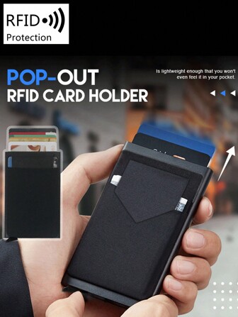 MIYIN Monedero y billetera de aluminio delgado de moda para hombres y mujeres, unicolor, automático, emergente, con bolsillo para dinero, tarjetero de metal, tarjetero, tarjetero, ligero, portátil, para papá, esposo y novio, regalos de cumpleaños para el día de San Valentín, aniversario, día del padre, accesorios, tarjetero, tarjetero, tarjetero de visita, tarjetero de crédito para hombres, minicartera, tarjetero, tarjetero, billetera RFID