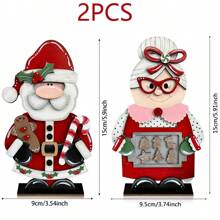 1 套/2 套/300 套 2D 乡村印花圣诞老人木质桌标适用于家庭桌面装饰,圣诞农舍木制分层托盘装饰适用于商店市场酒吧圣诞节桌面装饰 - 彩色 - 查看 9