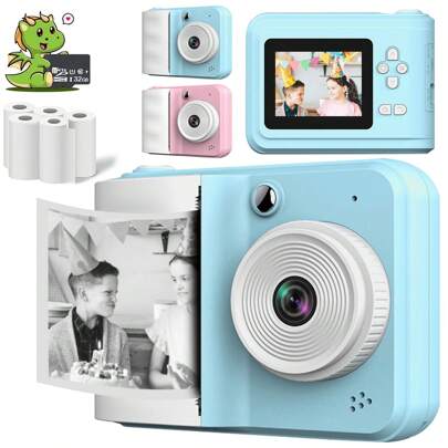 Kids Instant Print Camera 1080P Digital Camera With Video Shoot Sketchup Printing Photo & 2 Rolls Photo Paperfor 6-13+ Boys And Girls Birthday Gift Made In China-Two Colors To Choose From,Fun Doodling With Friends, Creating Unique Colors In Pictures, And Capturing Beautiful Moments,Gift For Holidays & Special Occasions,Christmas, Birthday,New Year