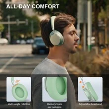 T-fun NC35 Hybrid Kopfhörer mit Aktiver Geräuschunterdrückung,Kabellose Over-Ear mit Räumlichem Klang,Transparenzmodus,Bluetooth 5.3,EQ über App,55 Stunden Spielzeit für Reisen/Arbeit - Frühlings Grün - Übersicht 4