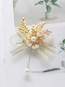1 Stück Ansteckbrosche aus Legierung in Schleifenform, Ansteckblume für Hochzeitsanzug des Bräutigams