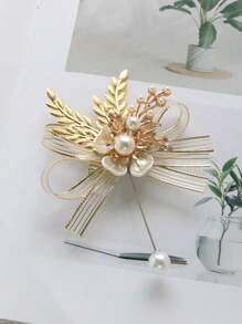 1 Stück Ansteckbrosche aus Legierung in Schleifenform, Ansteckblume für Hochzeitsanzug des Bräutigams