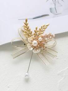 1 Stück Ansteckbrosche aus Legierung in Schleifenform, Ansteckblume für Hochzeitsanzug des Bräutigams