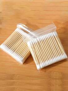 500/400/300/200/100pcs High Quality Double-Headed Cleaning Swabs, Beauty Salon Buds, Cosmetic Wooden Cleaning Swabs, Beauty And Personal Care Tips, Round Disposable Ear Cleaning Swabs For Home Use, Suitable For Ear And Nose Cleaning, Multipurpose Beauty And Cleaning Tool, High Quality Beauty Tool