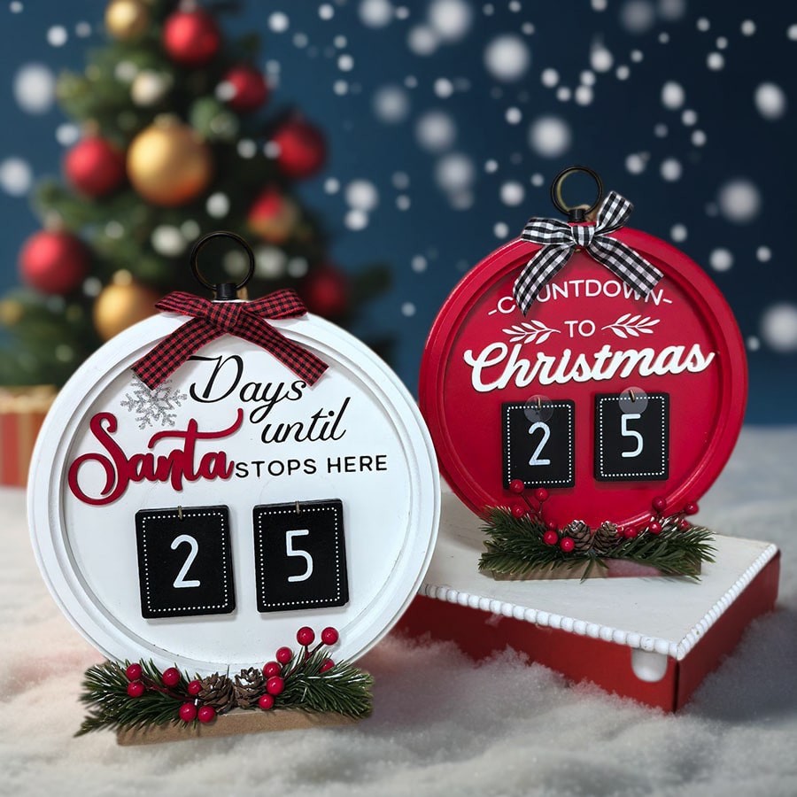 圣诞倒计时日历，个性化圣诞倒计时挂饰，乡村风格木制工艺品，圆形圣诞日历装饰，圣诞家居装饰，圣诞礼物，圣诞装饰品