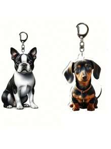 1pc Acrylic Boston Terrier Keychain, Cute 2D Animal Keychain, Cartoon Style Key Accessory, Suitable For Pet Lovers, No Size Car Accessories Bag Charm Backpack For School Animal Goth Y2k Bag Accessories Lanyards With Id Holder Car Accessories Bag Charms