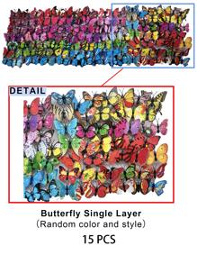 Set de 1/5/10/15 piezas Lámpara de mariposa 3D cambiable de color, de una o dos capas, decoración del hogar, decoración de pared y mesa para lugares románticos (los colores de las mariposas se envían al azar), decoración del hogar, decoración de habitación, decoración de pared