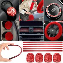 47 Car Seat Cover Full Set Car Seat Covers For Car Front Rear Seat Cover Fluffy Steering Wheel Cover Seat Belt Automotive Floor Mats Car Air Conditioner Decoration Strip Car Accessories Women - 紅色 - 查看 7