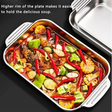 1pc Stainless Steel Thick Double-Ear Heatproof Baking Tray For Fish, Multifunctional Induction Cooker Dedicated Baking Plate With Cover
