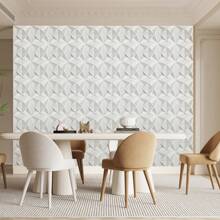 3D Wall Panel For Interior Wall Decoration, Water- And Oil-Resistant, PVC, Geometric Textured Wall Panel For Living Rooms, Halls, Bedrooms, Hotels, Offices, Black/White, 30 Cm X 30 Cm (Incl. Roll Of Wall Tape) - 菱角花 - 查看 6