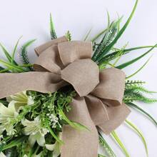 Lily Swag For Front Door, Floral Large Spring Autumn Door Swag Wreath, White Lilies Bow Wreath Decor, Welcome Wreath For Home Porch Farmhouse - Green - View 3