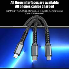 9 pièces Ensemble de chargeurs de voiture avec câble de charge rapide 3 en 1 (USB vers Type-C + Lightning + Micro USB), compatible avec les appareils Apple