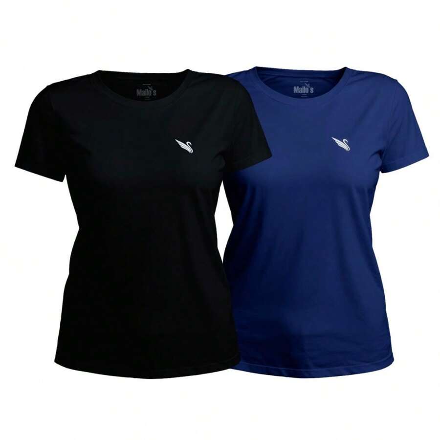 Kit 2 Women's Shirts And Blouses For The Gym Dryfit UV 50+ - BLUE AND BLACK - View 1